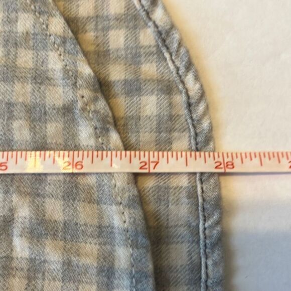 𝅺Treasure & Bond EUC Grey Cream Plaid Long Sleeve Button Down Hoodie Sz XS - Picture 7 of 7
